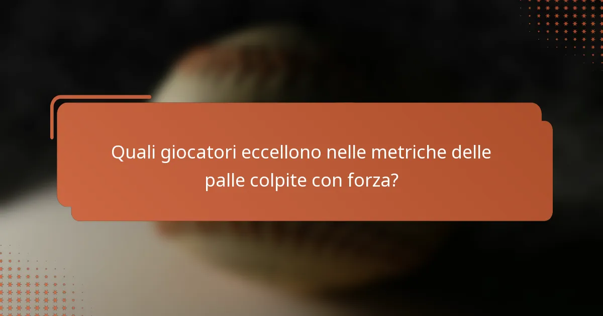 Quali giocatori eccellono nelle metriche delle palle colpite con forza?